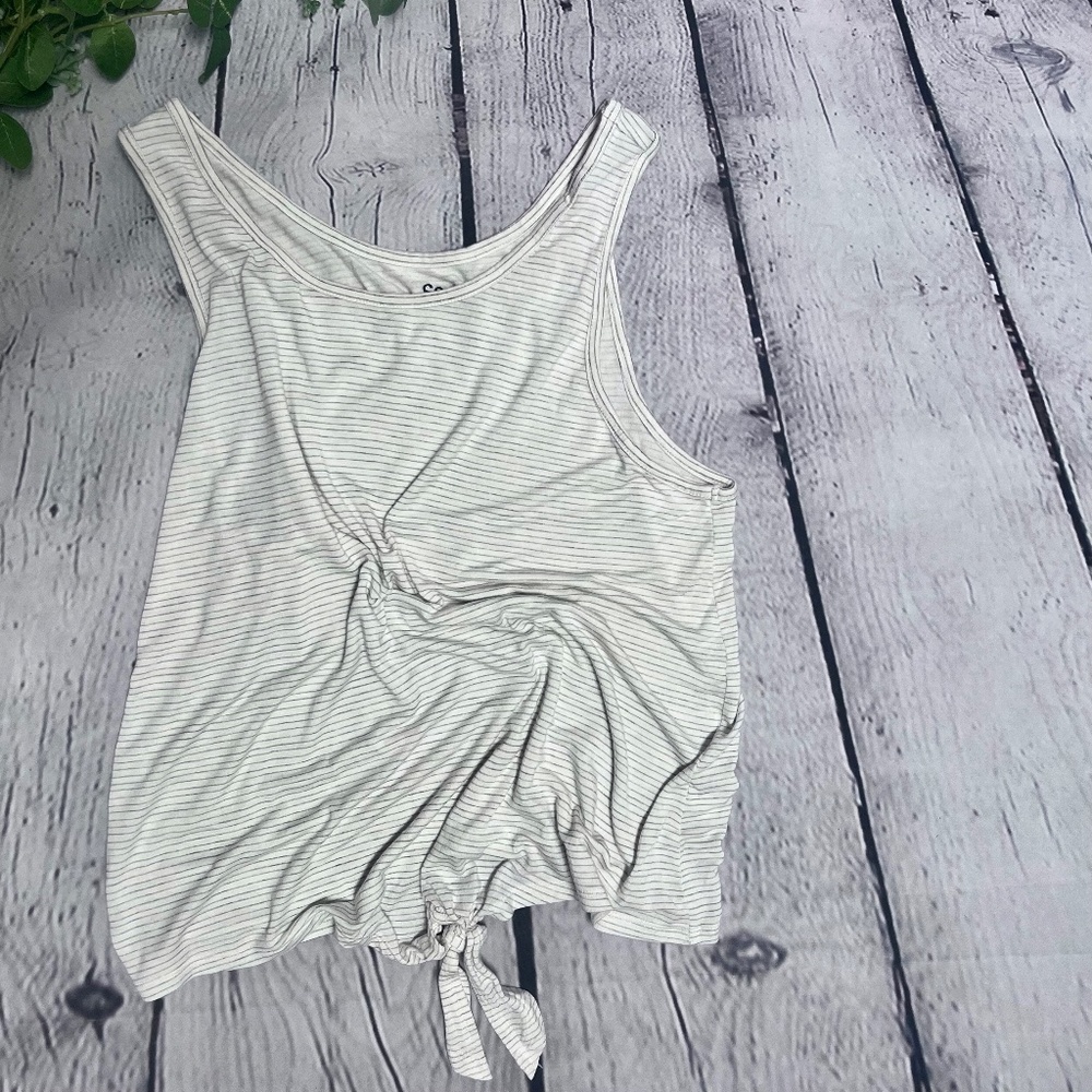 SO Women's Tank Top White Stripped Size Large